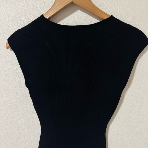Aritzia Wilfred Free Cut-out Knit Mini Dress Black Cresent Midriff Fitted -Small - Picture 6 of 9